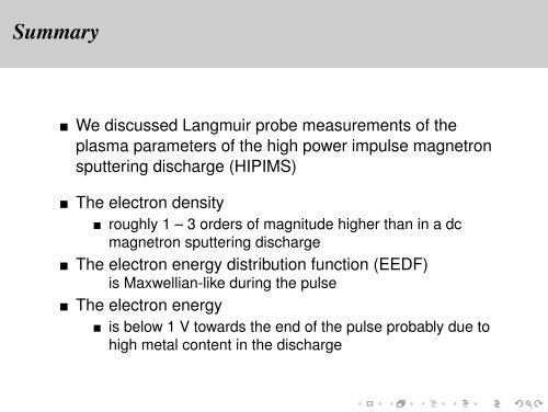 Langmuir probe study of the plasma parameters in the HiPIMS ...