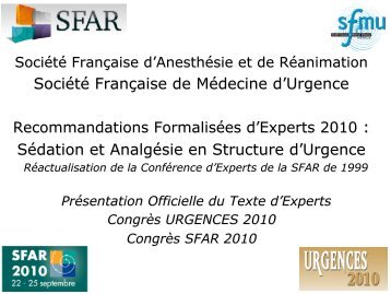 Sédation et Analgésie en Structure d'Urgence - SMUR BMPM