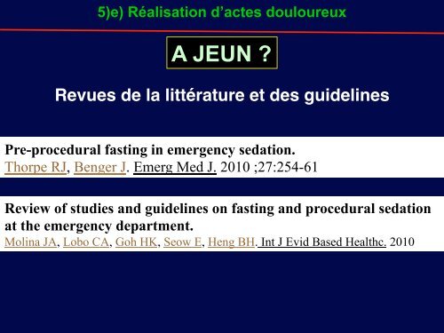 Sédation et Analgésie en Structure d'Urgence - SMUR BMPM