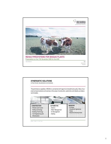 REHAU PIPESYSTEMS FOR BIOGAS PLANTS