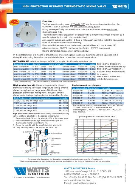 ULTRAMIX High Protection thermostatic mixing ... - Watts Industries