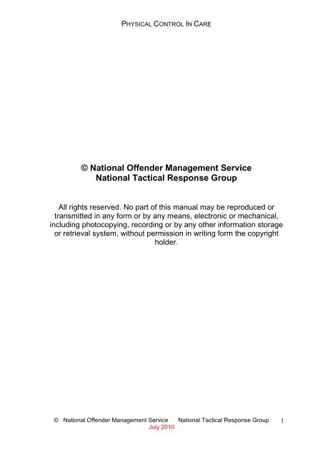 Physical Control in Care Training Manual - Independent Advisory ...