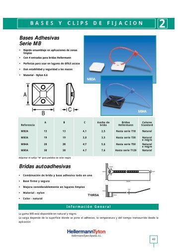 BASES Y CLIPS DE FIJACION Bases Adhesivas Serie MB Bridas ...