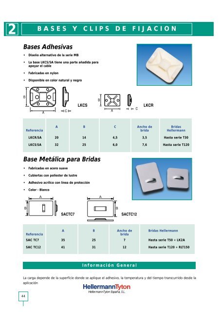 BASES Y CLIPS DE FIJACION Bases Adhesivas Serie MB Bridas ...