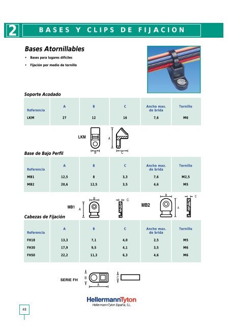 BASES Y CLIPS DE FIJACION Bases Adhesivas Serie MB Bridas ...