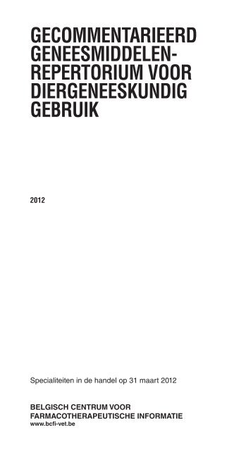 Download Het Diergeneesmiddelenrepertorium 2012 Belgisch