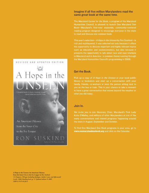 A Hope in the Unseen: by Ron Suskind - Maryland Humanities Council