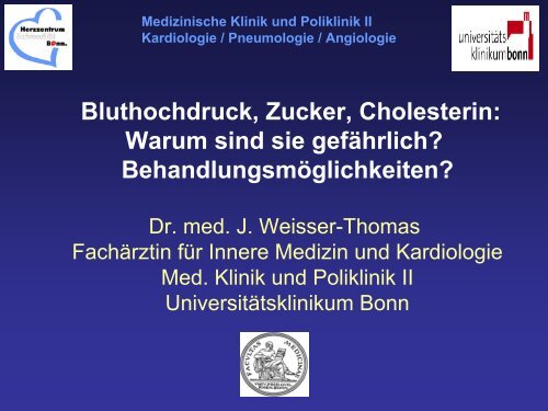 Bluthochdruck, Zucker, Cholesterin - Medizinische Klinik und ...