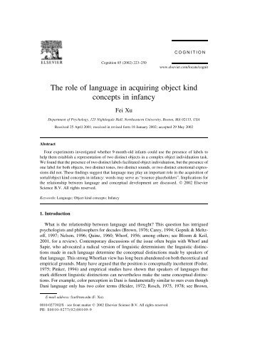 The role of language in acquiring object kind concepts in infancy