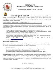 Reinstatement Application - Wyoming State Board of Nursing
