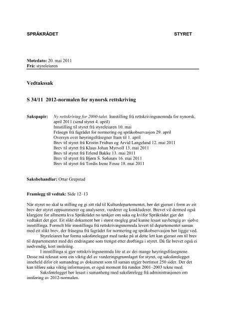 2012-normalen for nynorsk rettskriving - Språkrådet