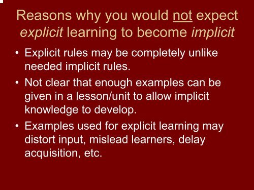 Implicit and explicit learning