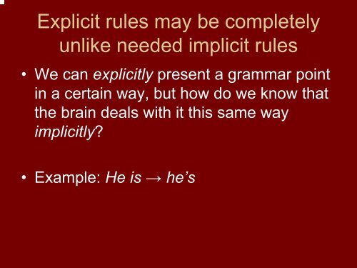 Implicit and explicit learning