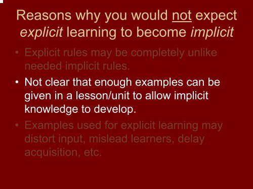 Implicit and explicit learning