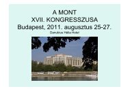 A MONT XVII. KONGRESSZUSA Budapest, 2011. augusztus 25-27.