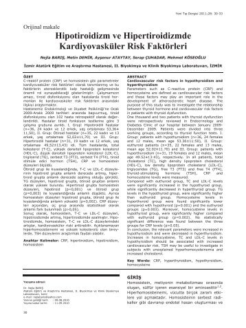 Hipotiroidizm ve Hipertiroidizmde Kardiyovasküler ... - Yeni Tıp Dergisi