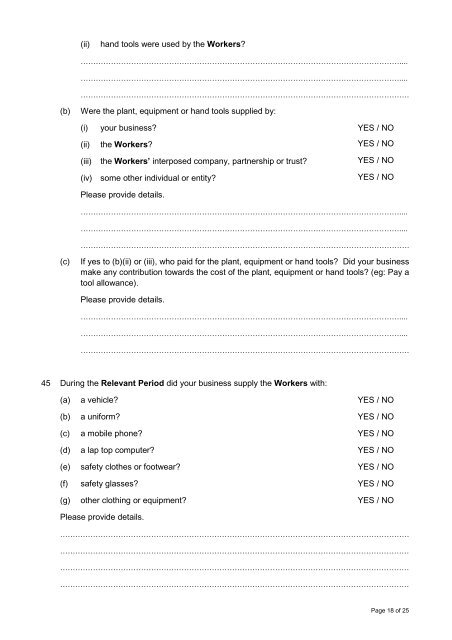 Questionnaire - Contractor Payments