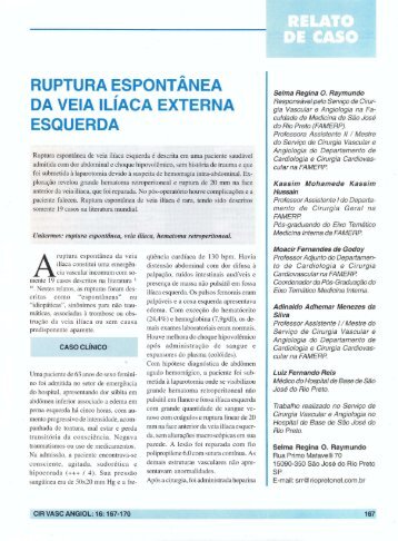 Ruptura Espontânea da Veia Ilíaca Externa Esquerda