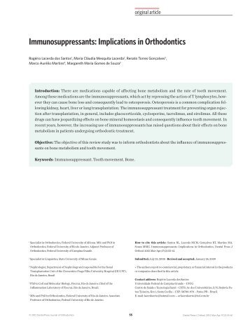 Immunosuppressants: Implications in Orthodontics - Dental Press
