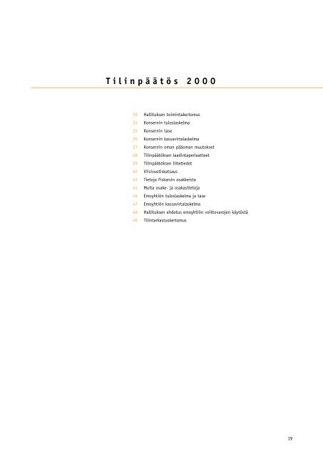 VUOSIKERTOMUS 2000 - Fiskars Corporation