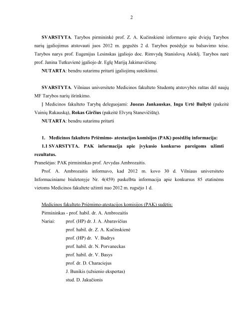 PROTOKOLAS 2012-05-02 Nr. 6 (576) - VU Medicinos fakultetas