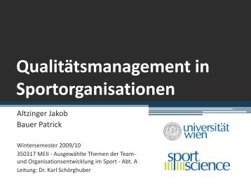 Qualitätsmanagement in Sportorganisationen - bauerpat.net