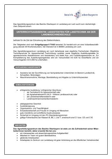 Stellenausschreibung - Agrarbildungszentrum Landsberg am Lech