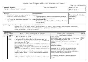 Une prÃ©paration de sÃ©ance : perceptions tactiles