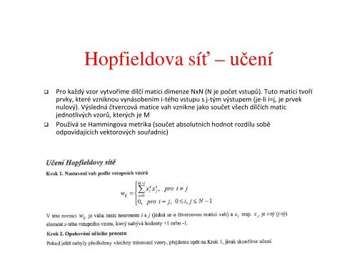 Perceptron, Hopfieldova síť - eAMOS