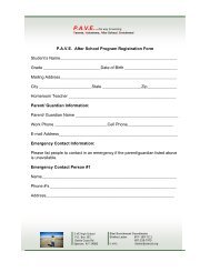 P.A.V.E. After School Program Registration Form Student's ...