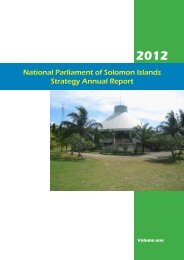 NPSI 2012 Annual Report - National Parliament of Solomon Islands