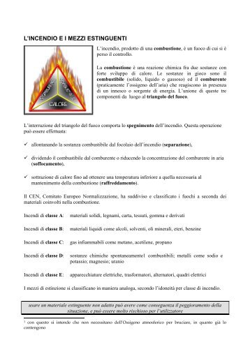 L'INCENDIO E I MEZZI ESTINGUENTI - Fisica a Roma Tre