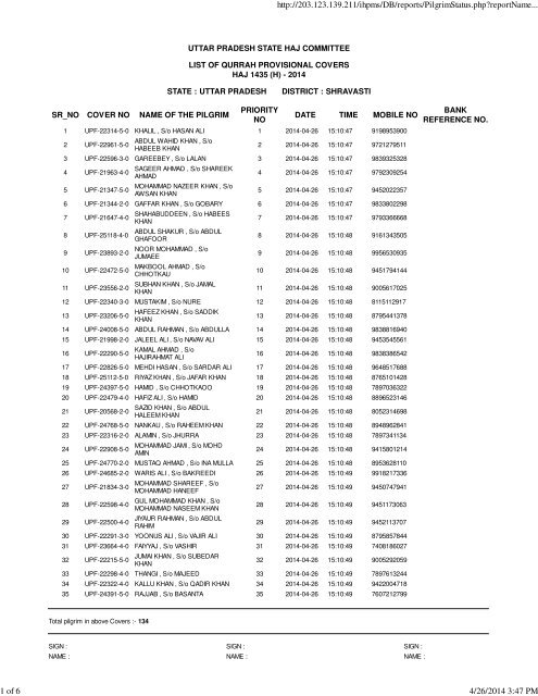 shravasti - Haj Committee