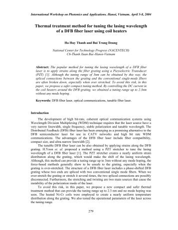 Thermal treatment method for tuning the lasing wavelength of a DFB ...