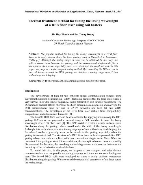 Thermal treatment method for tuning the lasing wavelength of a DFB ...