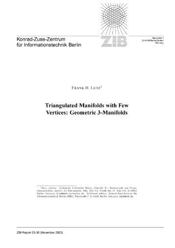 Triangulated Manifolds with Few Vertices: Geometric 3-Manifolds - ZIB