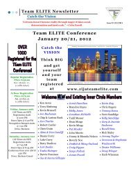 Team ELITE Conference January 20/21, 2012 - Zija Team Elite
