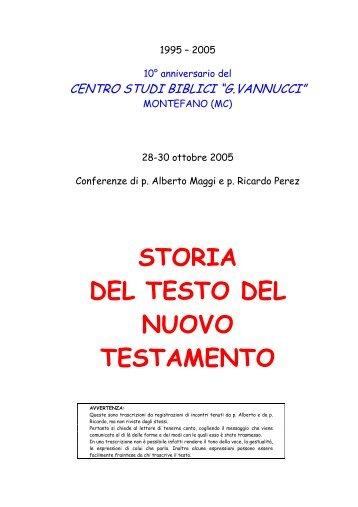 storia del testo del nuovo testamento - CENTRO STUDI BIBLICI "G ...