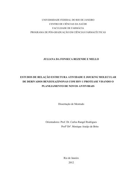 Estudos de relação estrutura atividade e docking - UFRJ