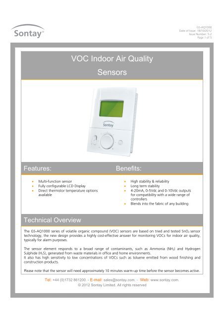 Sontay VOC Indoor Air Quality Sensors - Sontay