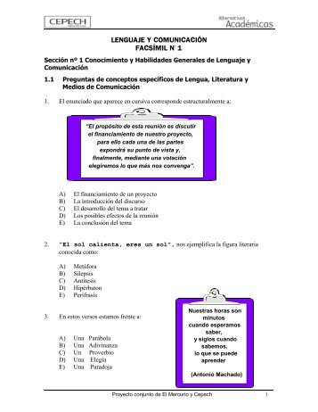 LENGUAJE Y COMUNICACIÓN FACSÍMIL N° 1 - Prepara la PSU