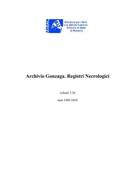 Archivio Gonzaga. Registri Necrologici