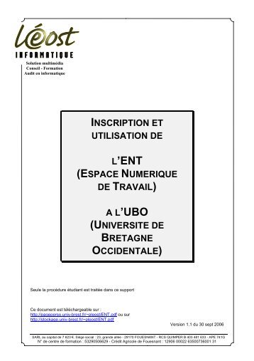 Inscription et utilisation de l'ENT (Espace NumÃ©rique de Travail) Ã  l ...