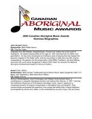 2005 Canadian Aboriginal Music Awards Nominee Biographies