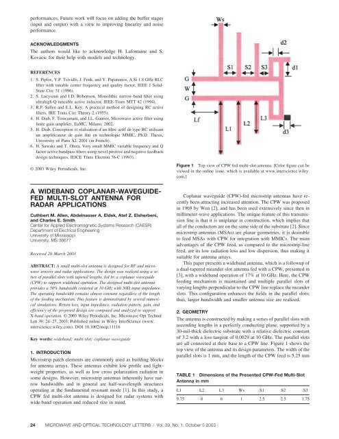 A wideband coplanar-waveguide-fed multi-slot antenna for radar ...