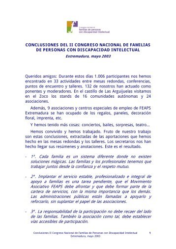 Conclusiones del Congreso - Feaps