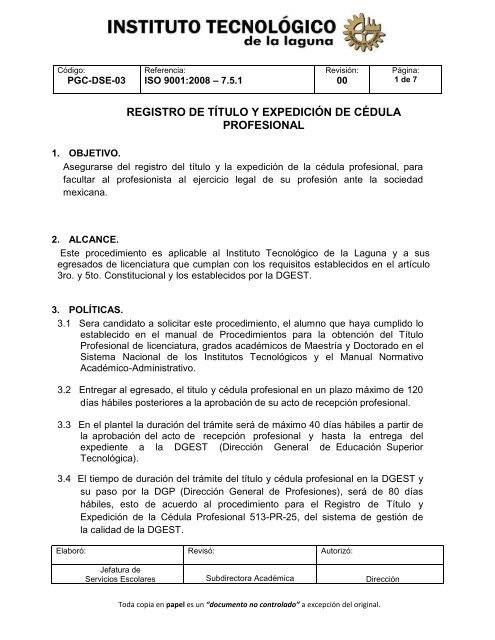PGC-DSE-03 - Instituto TecnÃ³logico de La Laguna - DGEST