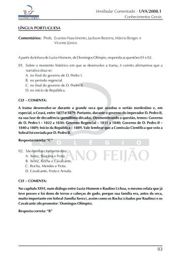 Vestibular Comentado - UVA/2008.1 03