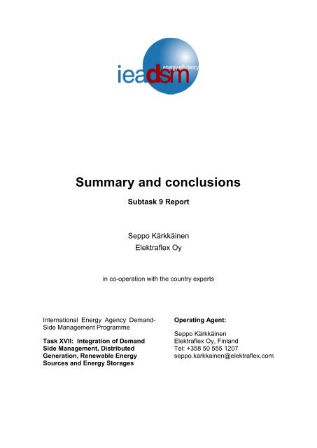 Summary and conclusions - IEA Demand Side Management ...