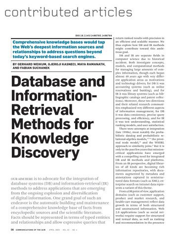 Database and information- Retrieval methods ... - cs 452 homepage